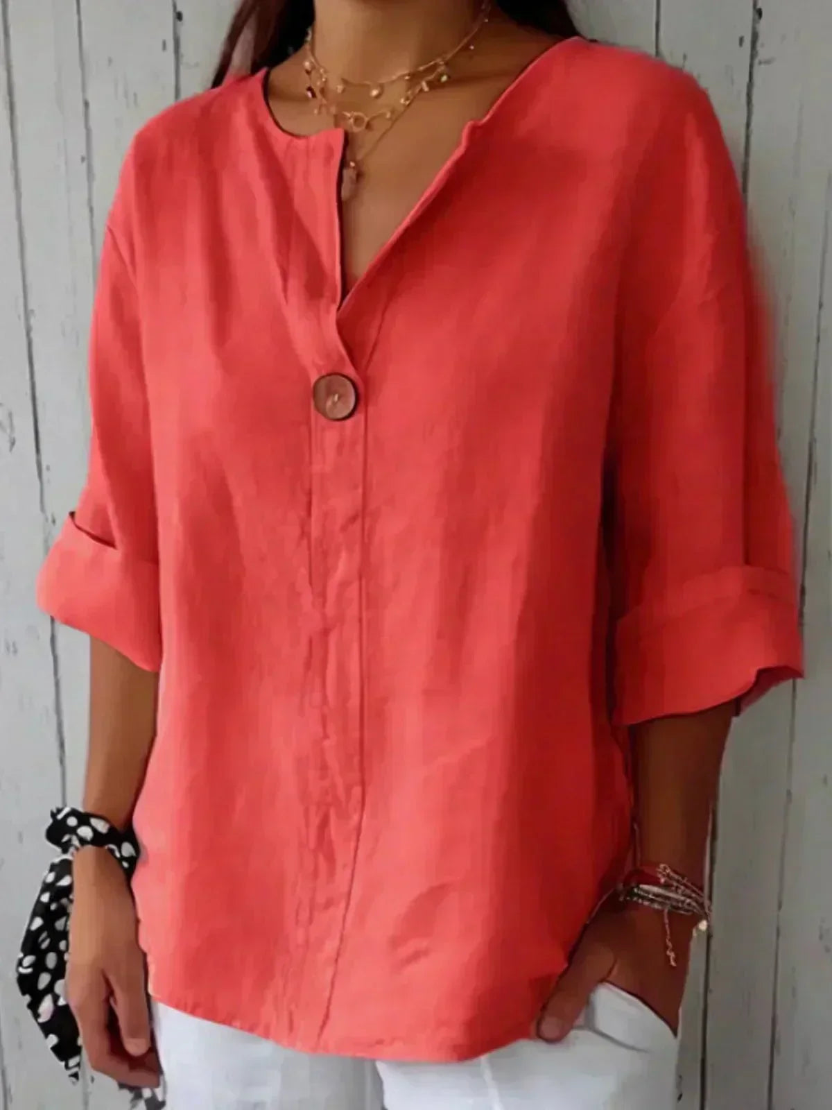 Lynette | Relaxed Linen V-Neck Top
