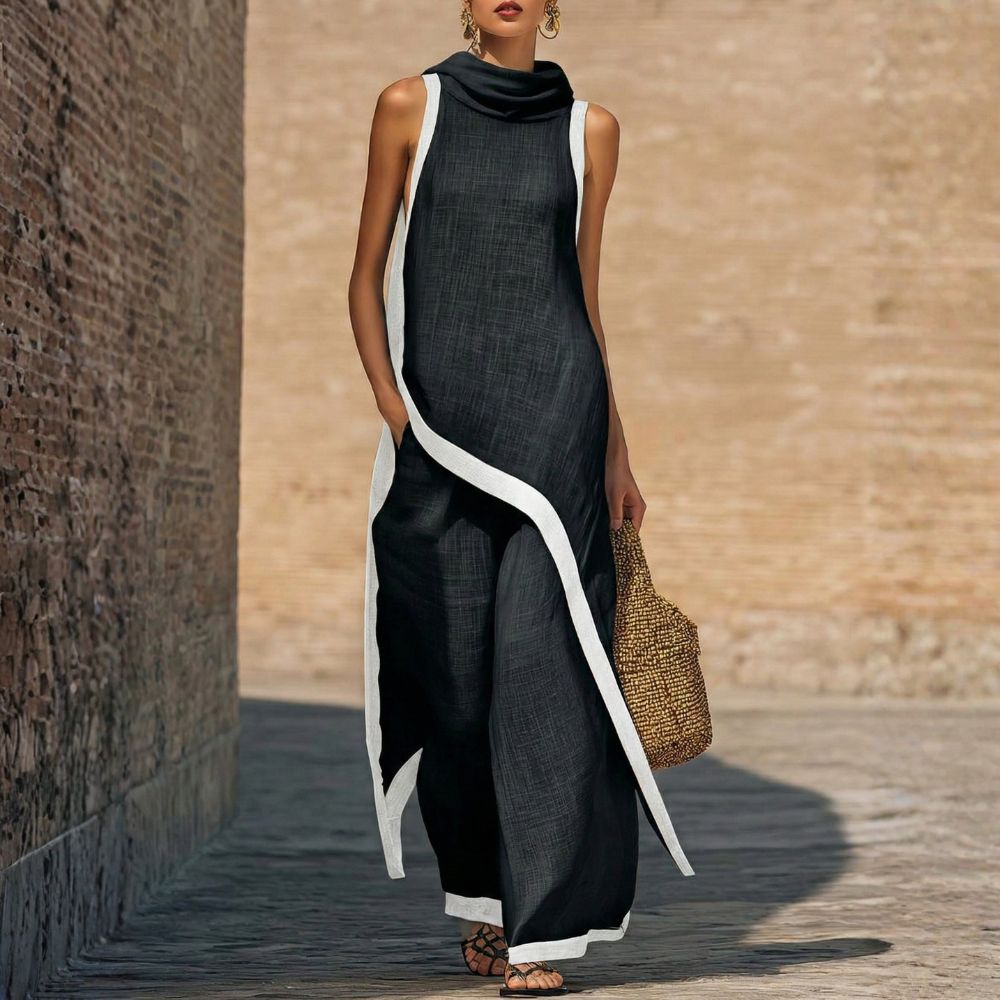 Valentine | Asymmetric Linen Wide-Leg Set