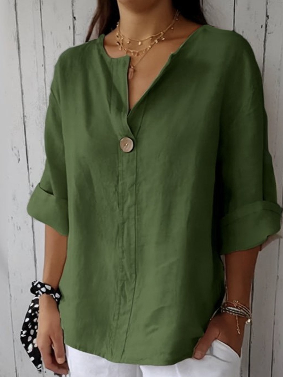 Lynette | Relaxed Linen V-Neck Top