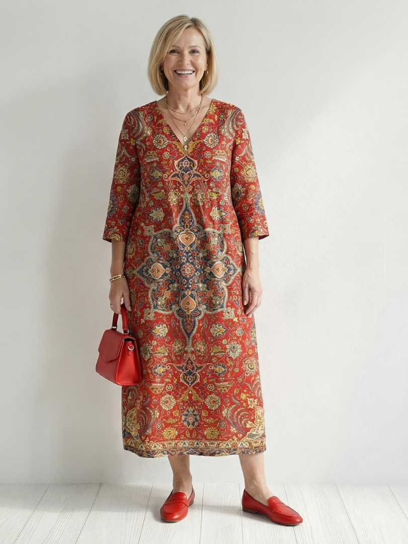Maggie | Ease Patchwork Midi Dress