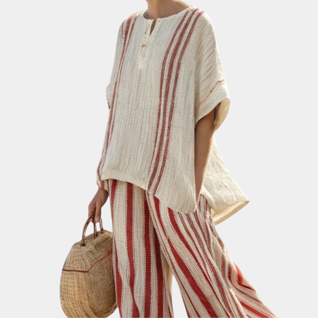 Mirella | Red Striped Blouse and Pants