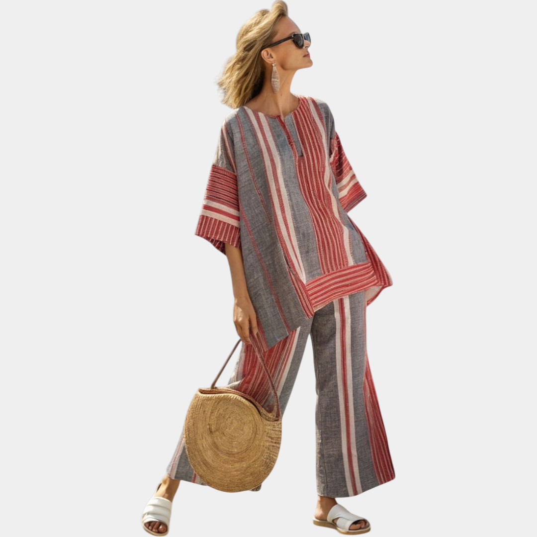 Lyna | Elegant Grey Set with Wide Pants