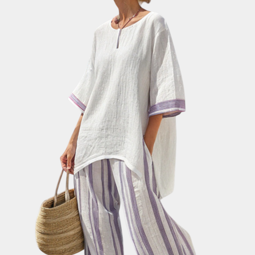 Allegra | Comfortable Top and Striped Pants