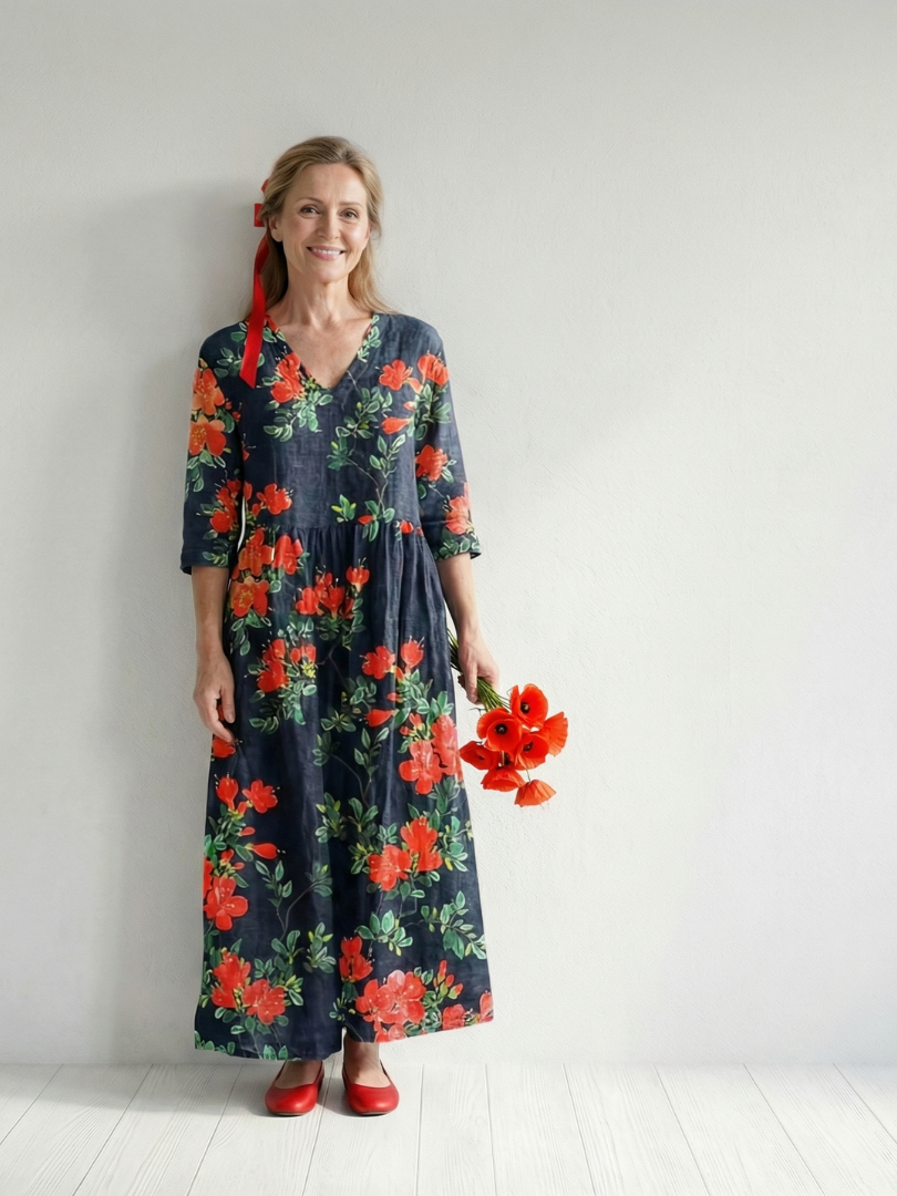Harper | Calm Drape Floral Midi Dress