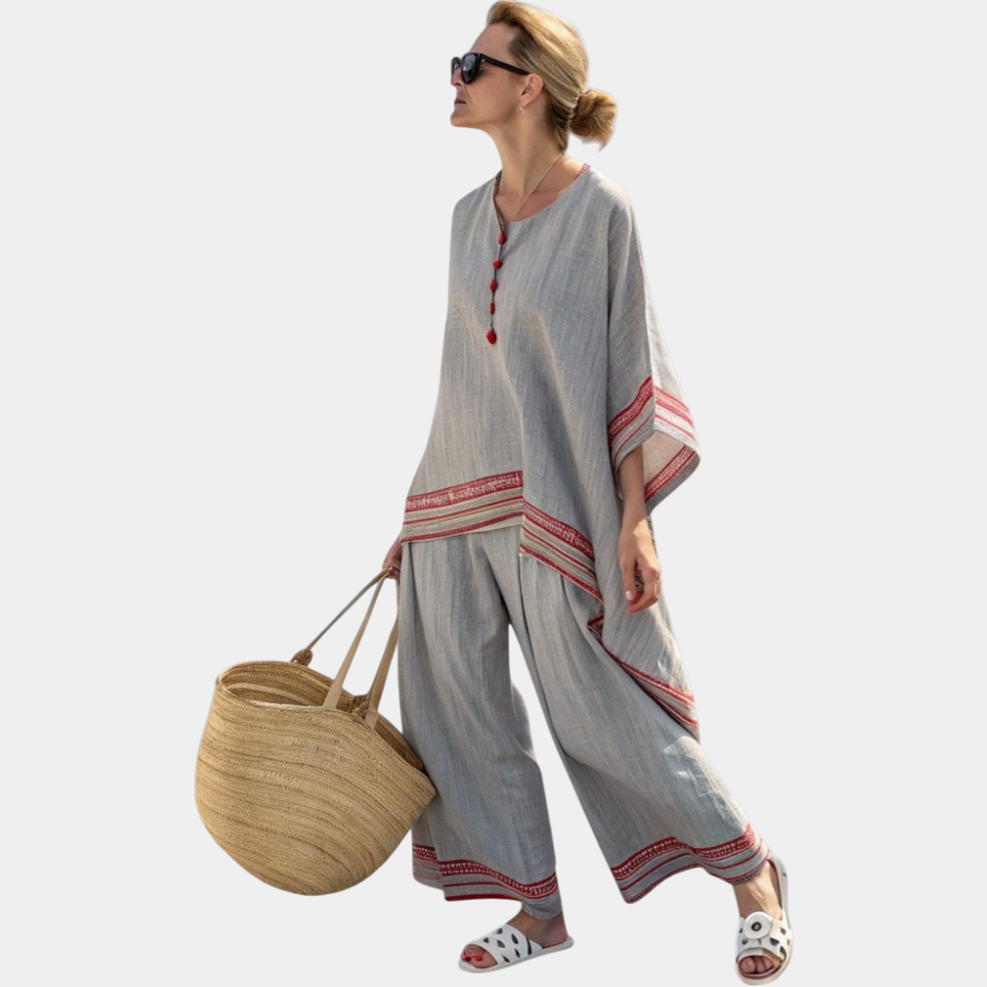 Rossella | Sophisticated Asymmetric Blouse and Ethnic Wide Pants