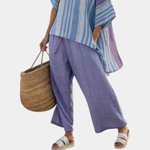 Carlotta | Elegant Lavender and Sky Blue Top with Pants