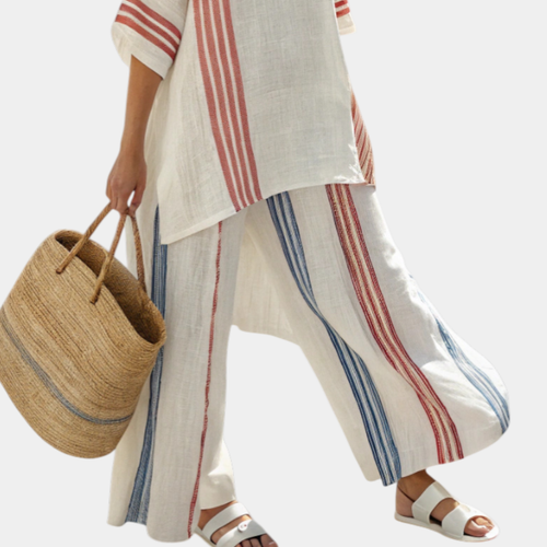 Béatrice | Colourful Striped Top and Mediterranean Pants