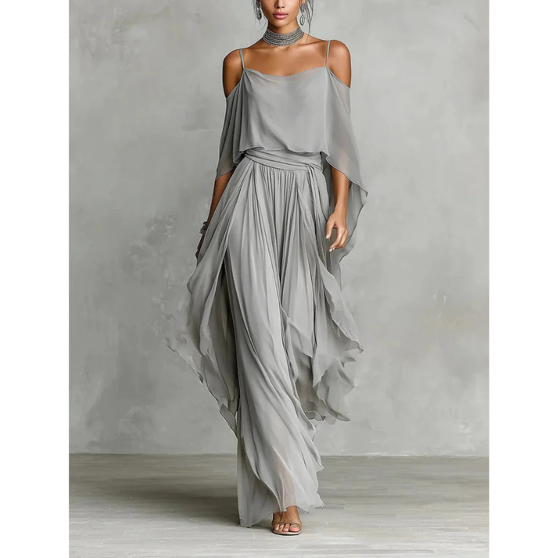 Juliette | Off-Shoulder Chiffon Two-Piece Set