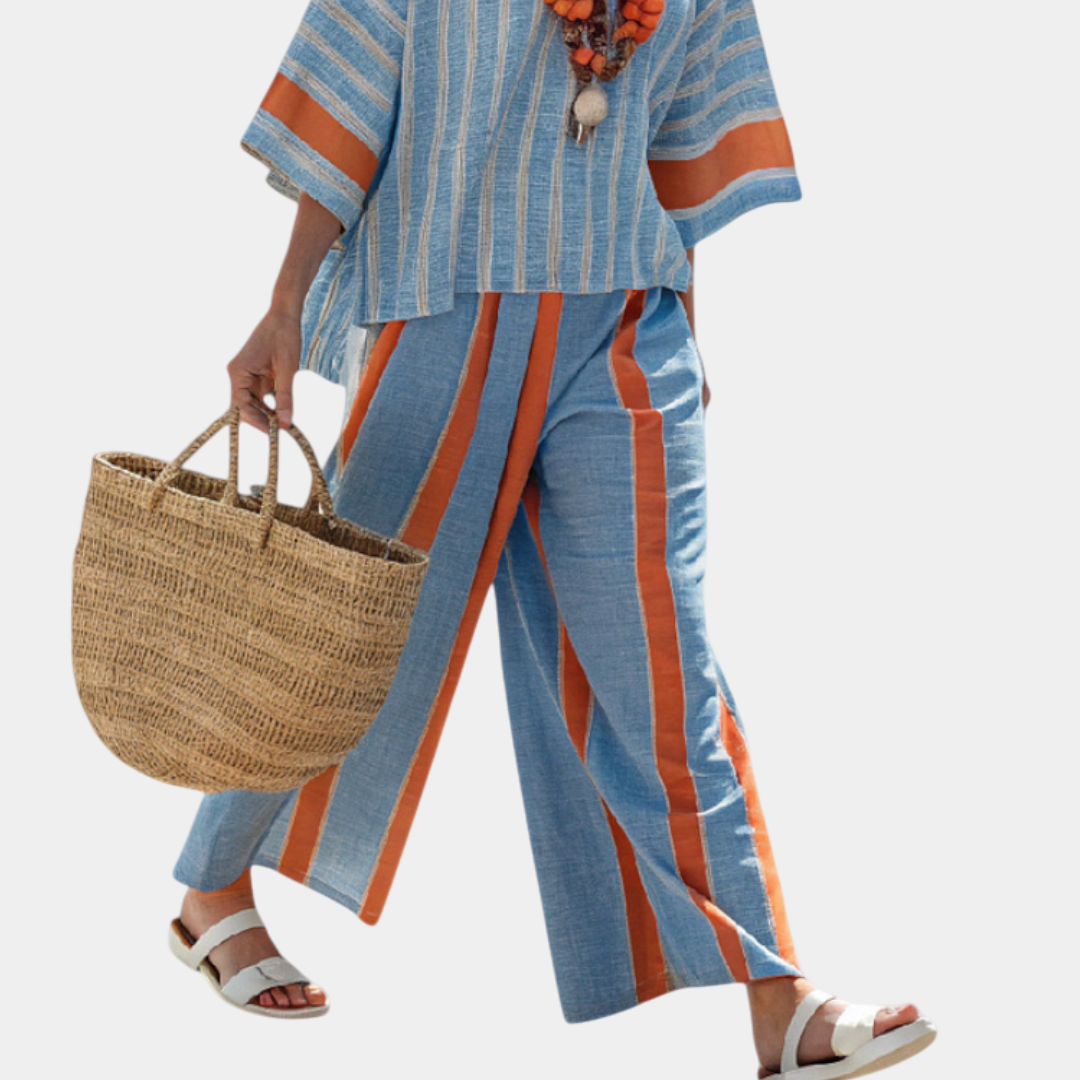 Valeria | Terracotta Striped Top and Pants