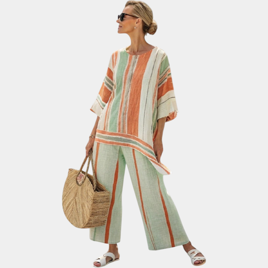 Elisabetta | Elegant Asymmetric Top and Wide-Leg Pants