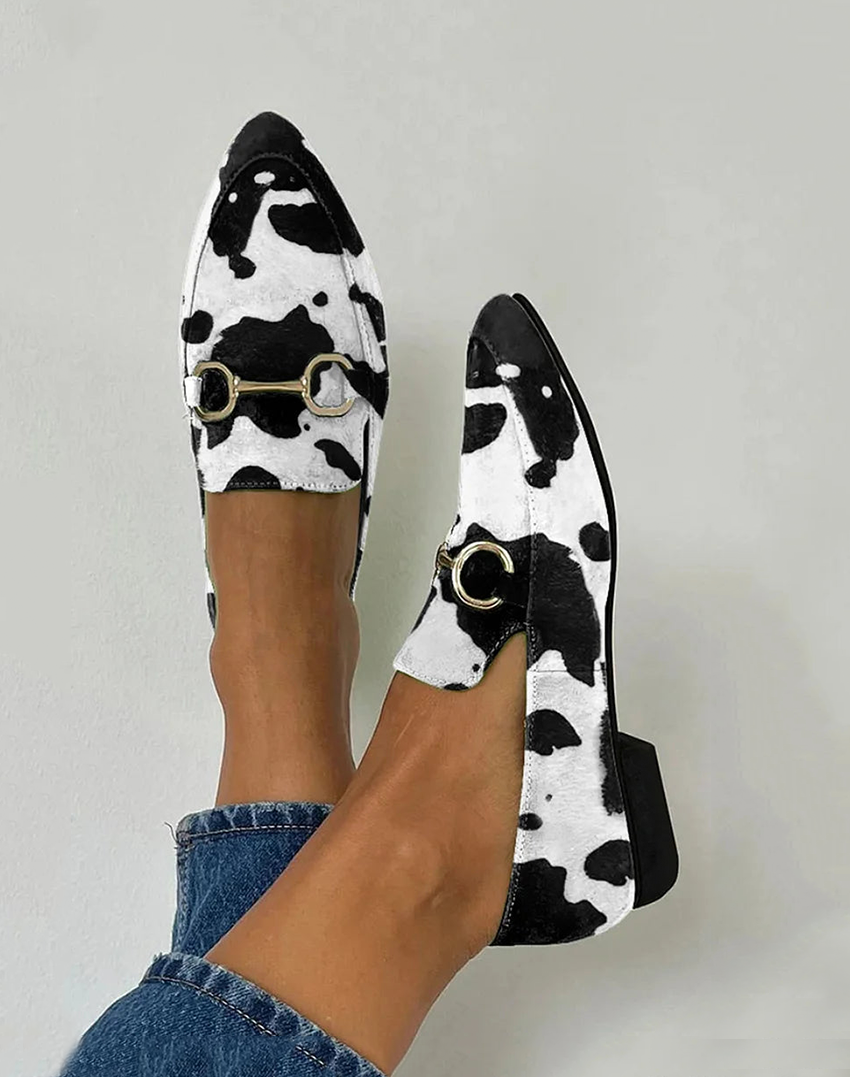 Printed Loafers with Buckle Detail