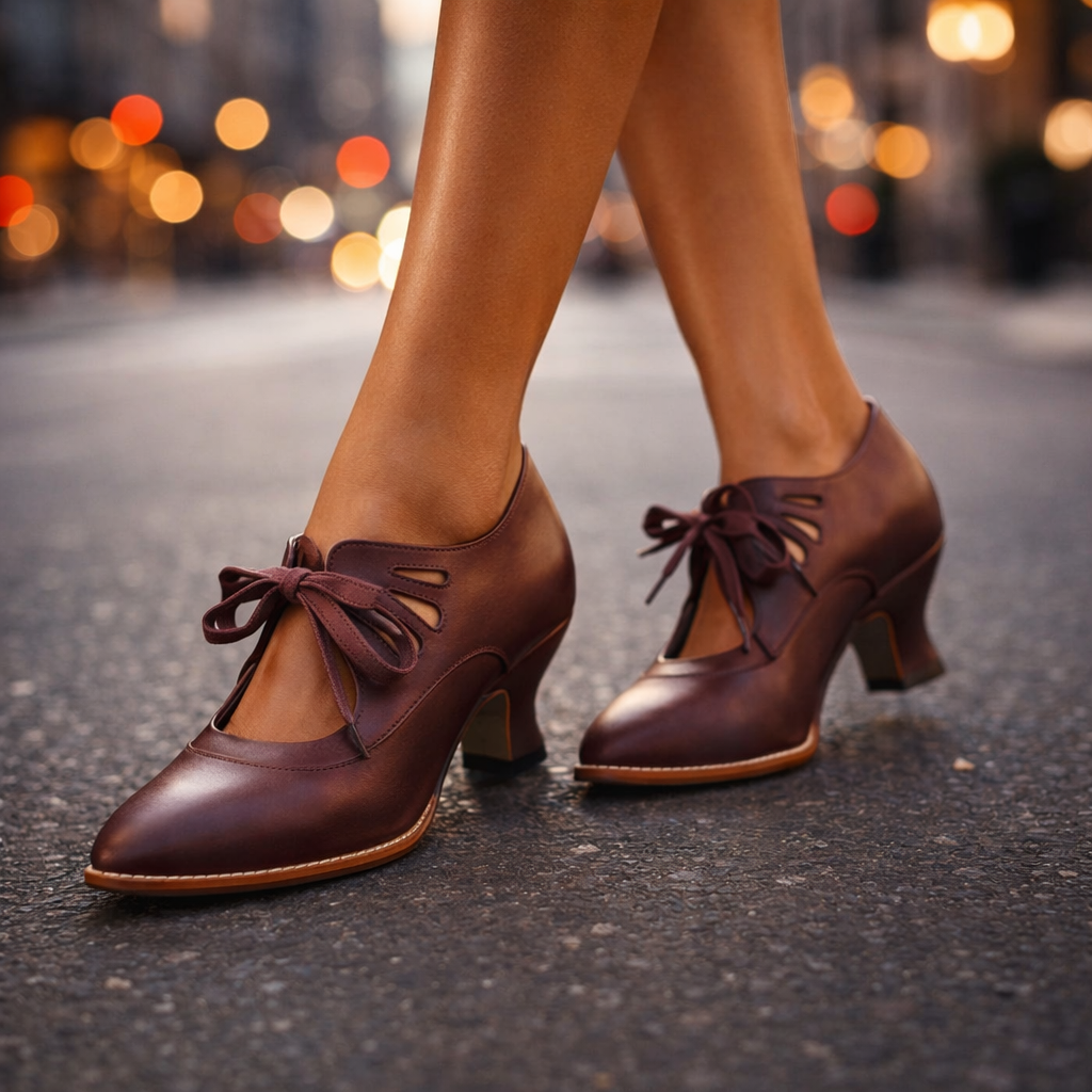 Lace-Up Leather Heels