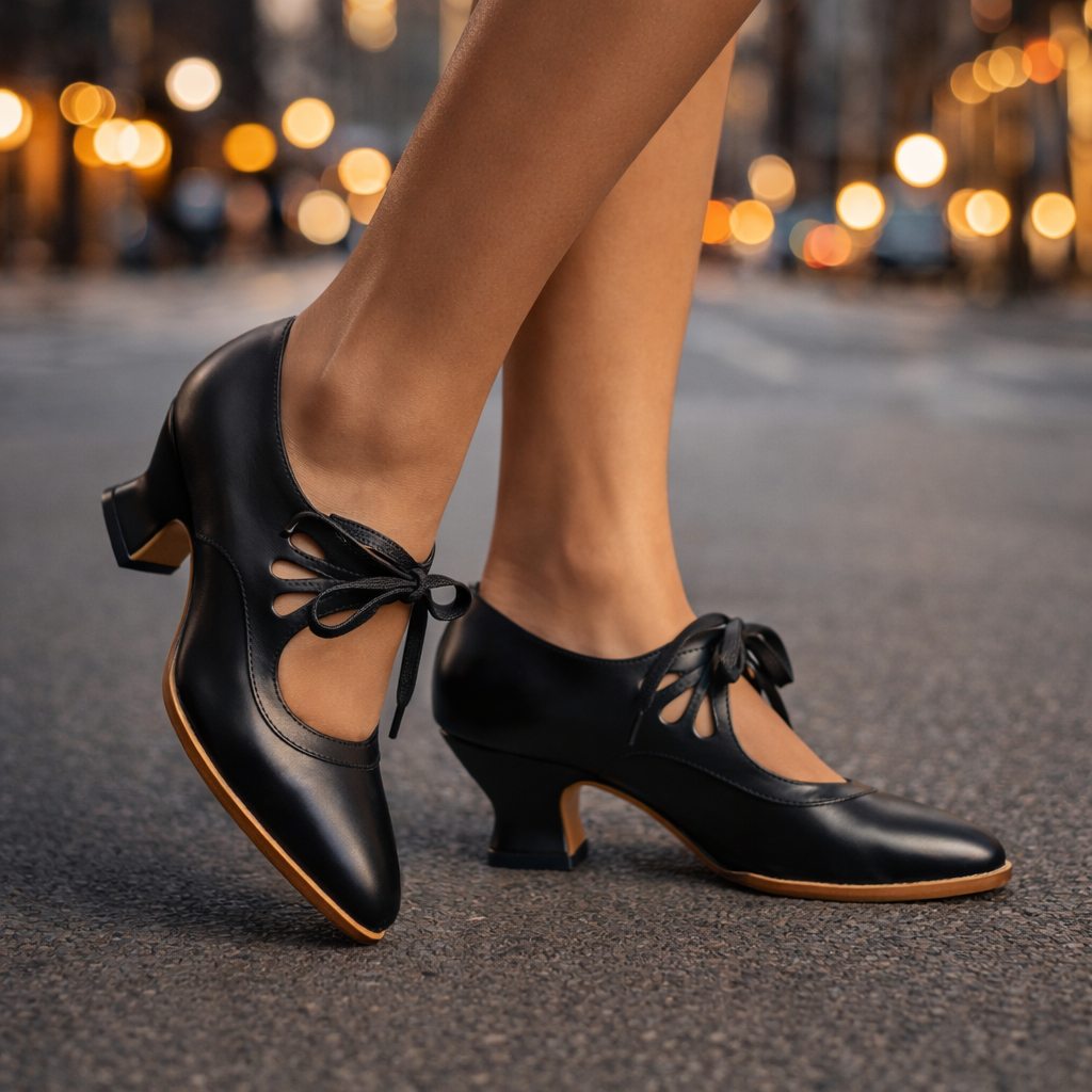 Lace-Up Leather Heels