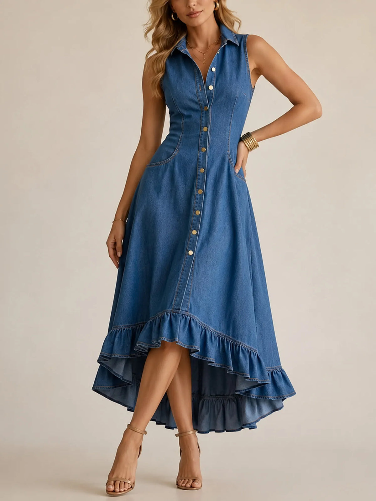 Delilah | Ruffled Denim Dress