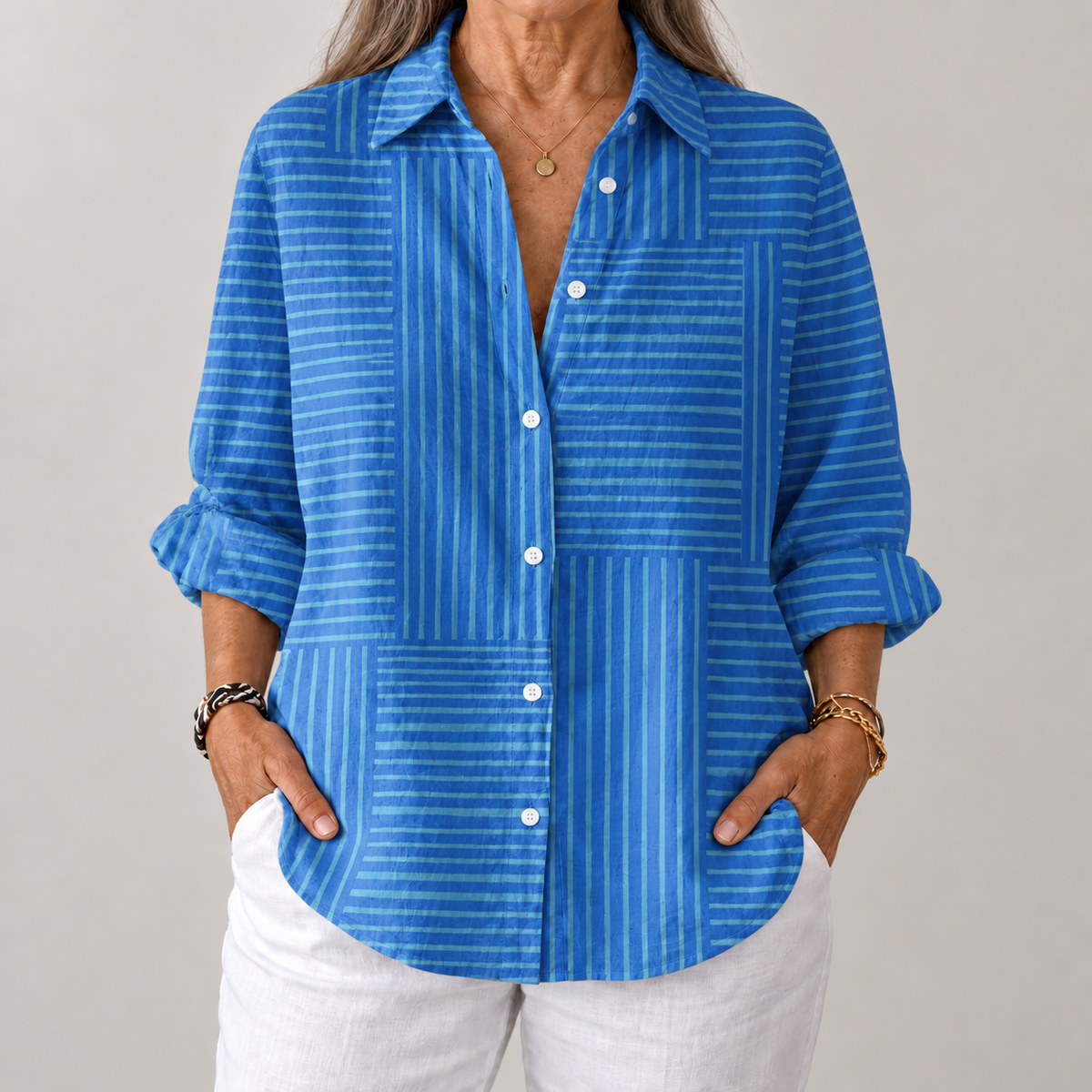 Alison - Blue Striped Blouse