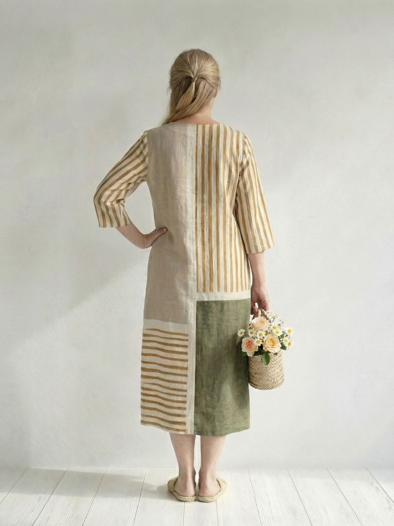 Freya | Light Mixed Stripe Midi Dress
