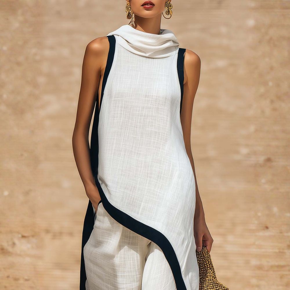 Valentine | Asymmetric Linen Wide-Leg Set