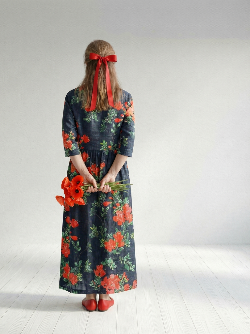 Harper | Calm Drape Floral Midi Dress