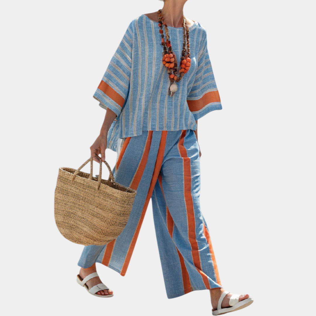 Valeria | Terracotta Striped Top and Pants