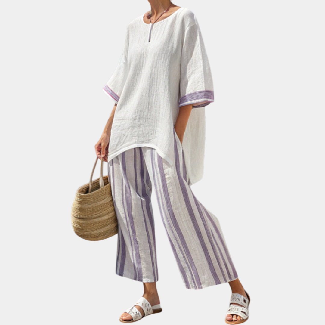 Allegra | Comfortable Top and Striped Pants