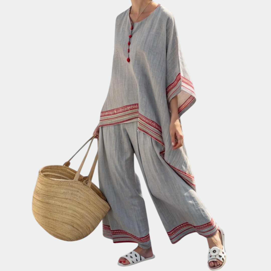 Rossella | Sophisticated Asymmetric Blouse and Ethnic Wide Pants