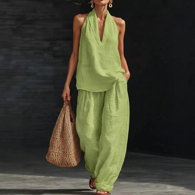 Ainhoa | Linen-Texture Batwing Two-Piece Set