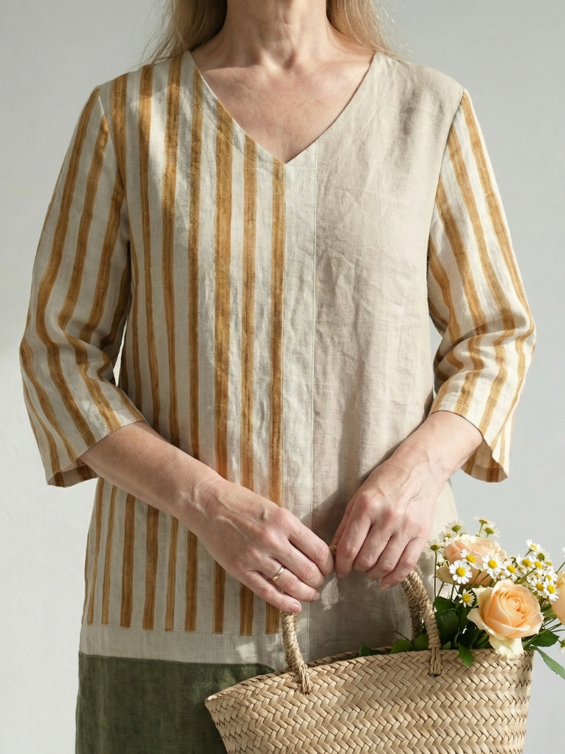 Freya | Light Mixed Stripe Midi Dress