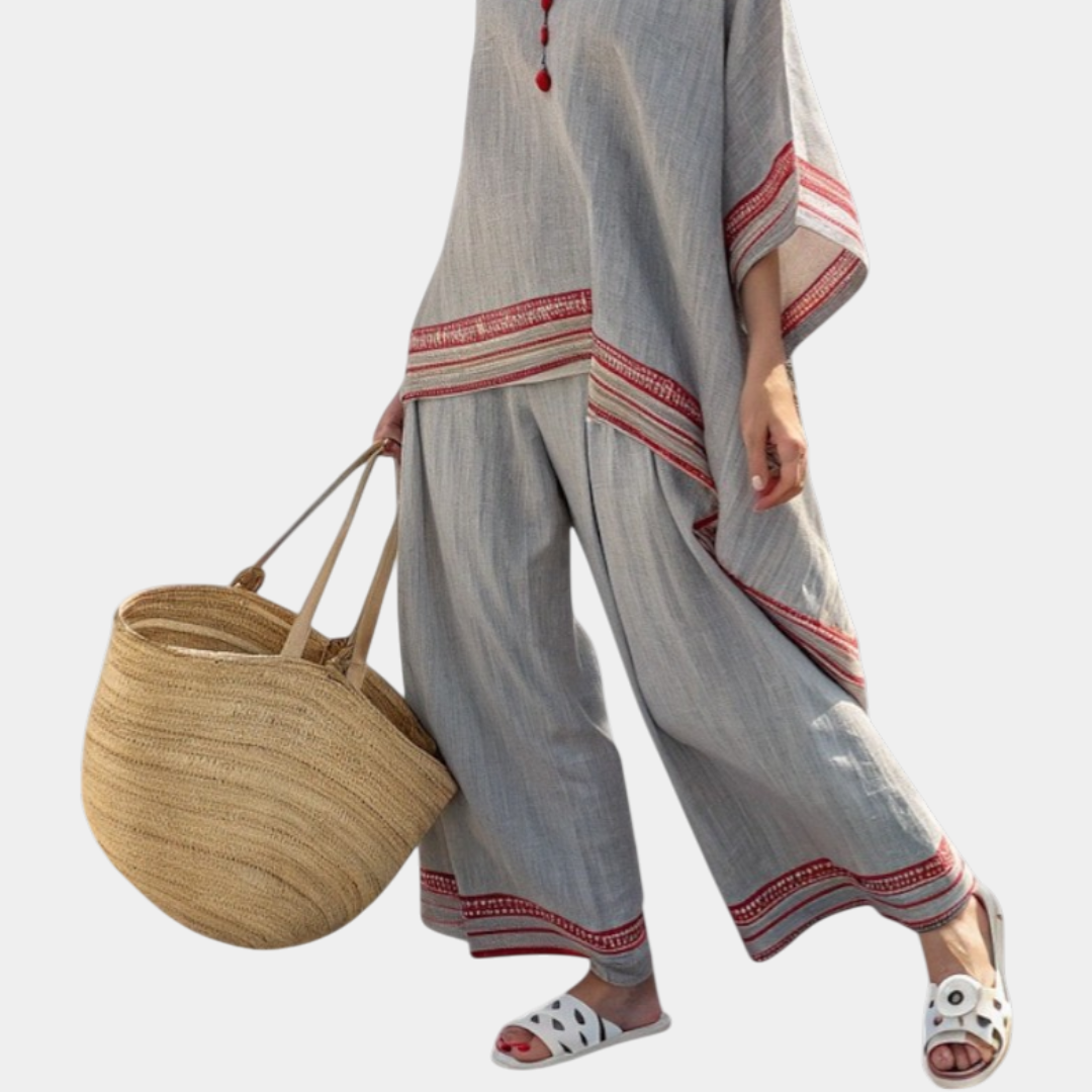 Rossella | Sophisticated Asymmetric Blouse and Ethnic Wide Pants