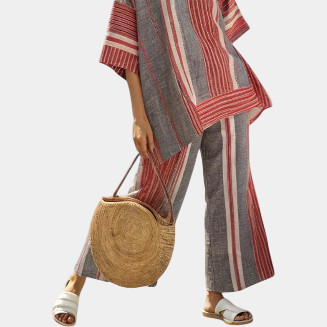 Lyna | Elegant Grey Set with Wide Pants
