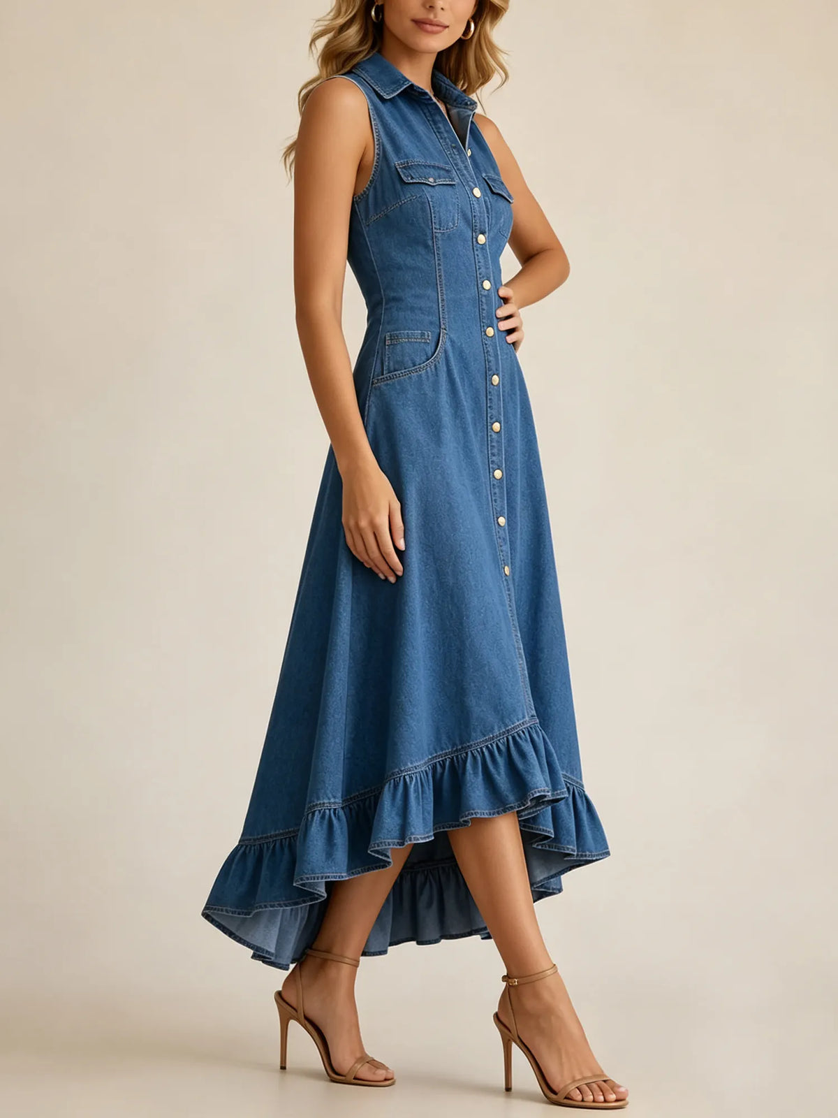 Delilah | Ruffled Denim Dress