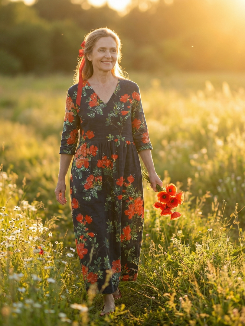 Harper | Calm Drape Floral Midi Dress