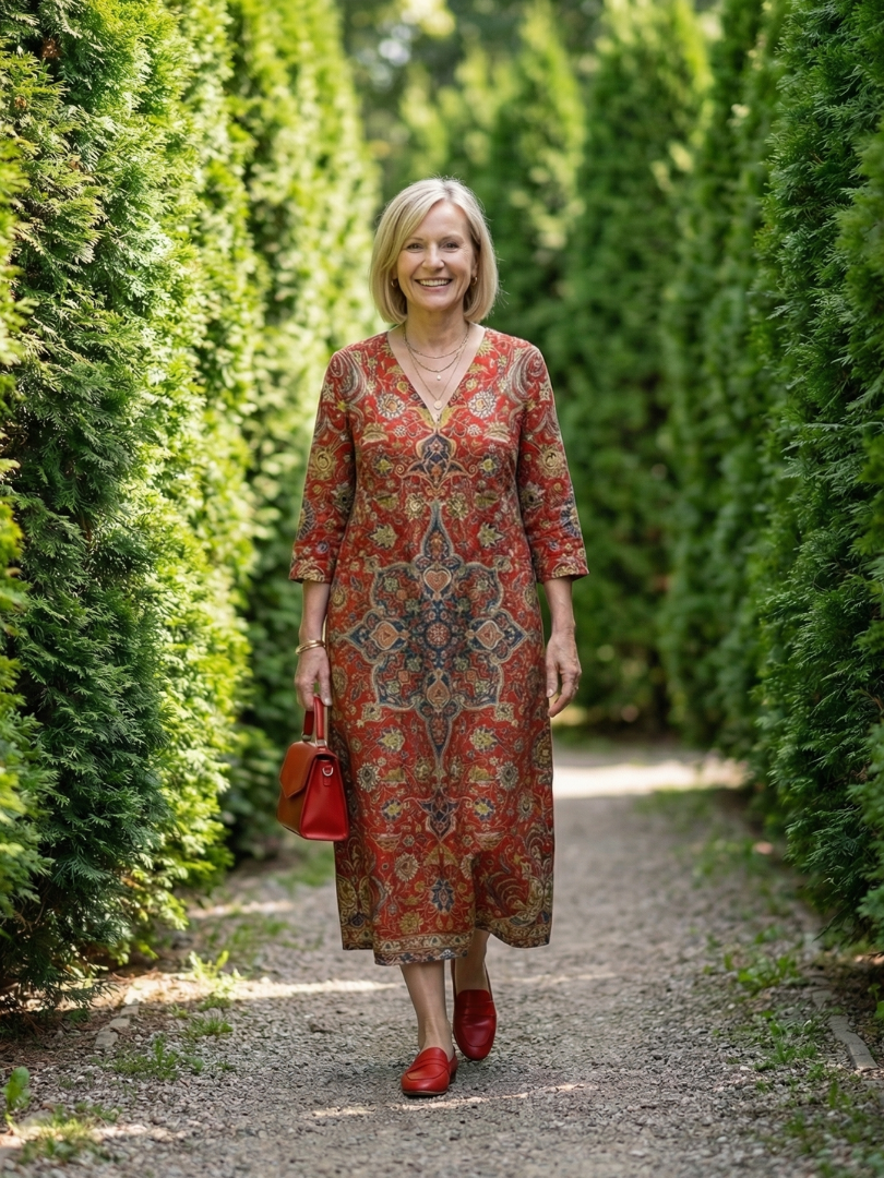 Maggie | Ease Patchwork Midi Dress