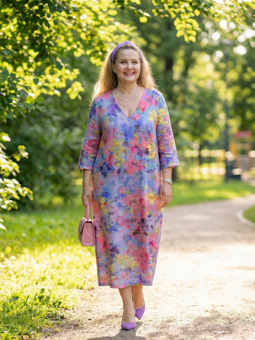Audrey | Abstract Floral Midi Dress