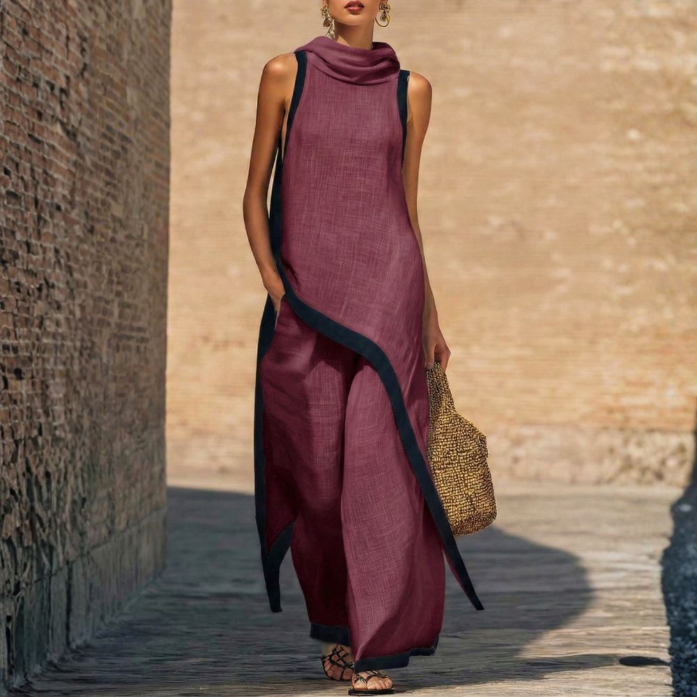 Valentine | Asymmetric Linen Wide-Leg Set
