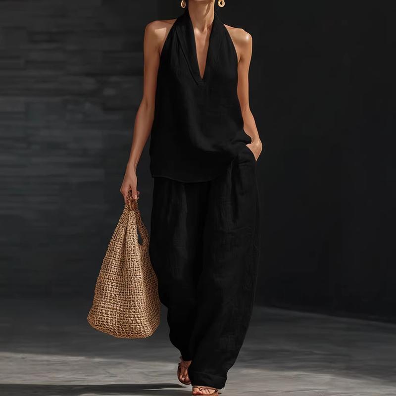 Ainhoa | Linen-Texture Batwing Two-Piece Set