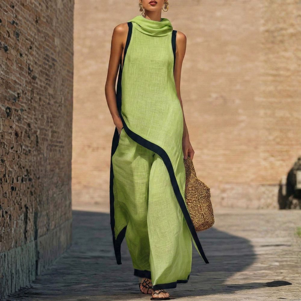 Valentine | Asymmetric Linen Wide-Leg Set