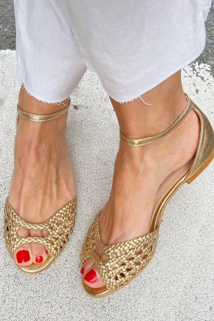 Woven Metallic Sandals