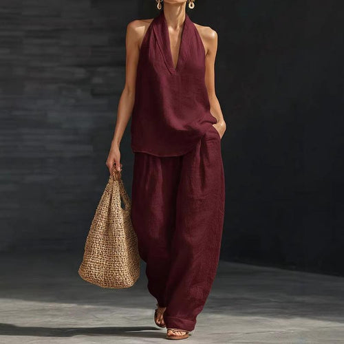 Ainhoa | Linen-Texture Batwing Two-Piece Set