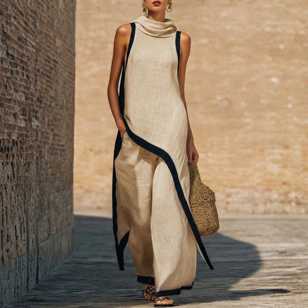 Valentine | Asymmetric Linen Wide-Leg Set