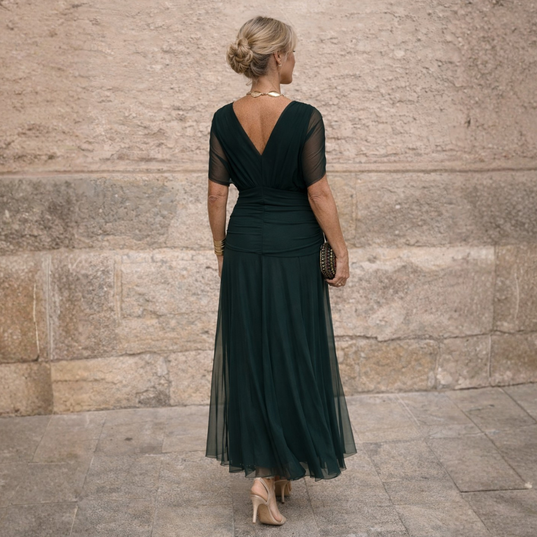 Off-Shoulder Chiffon Maxi Dress
