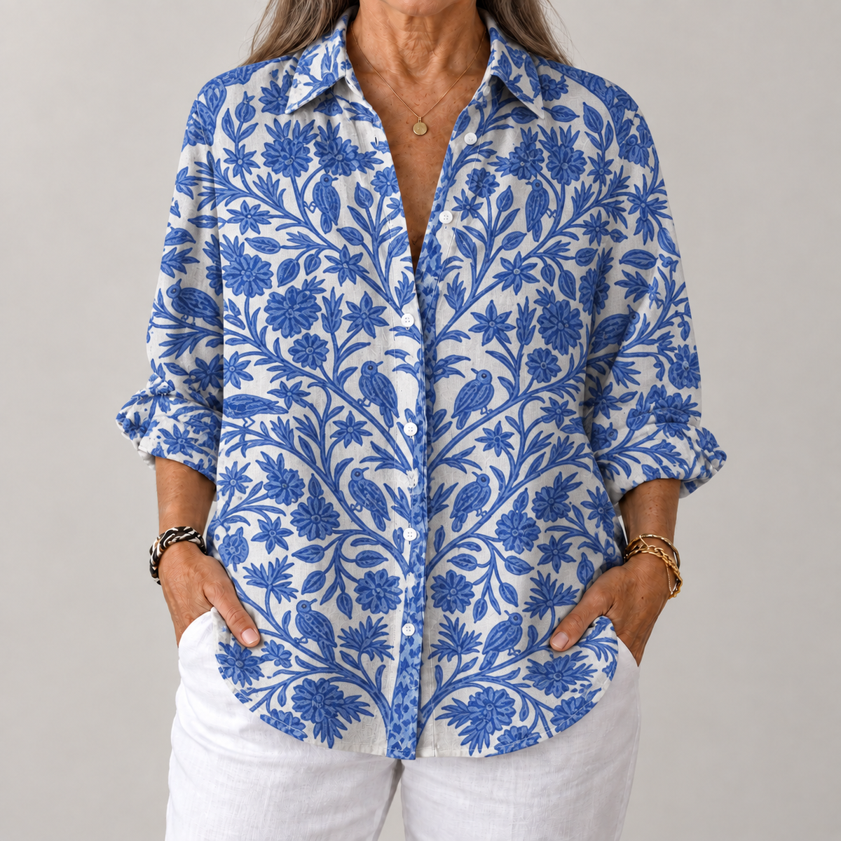 Vivienne – Blue Floral Blouse