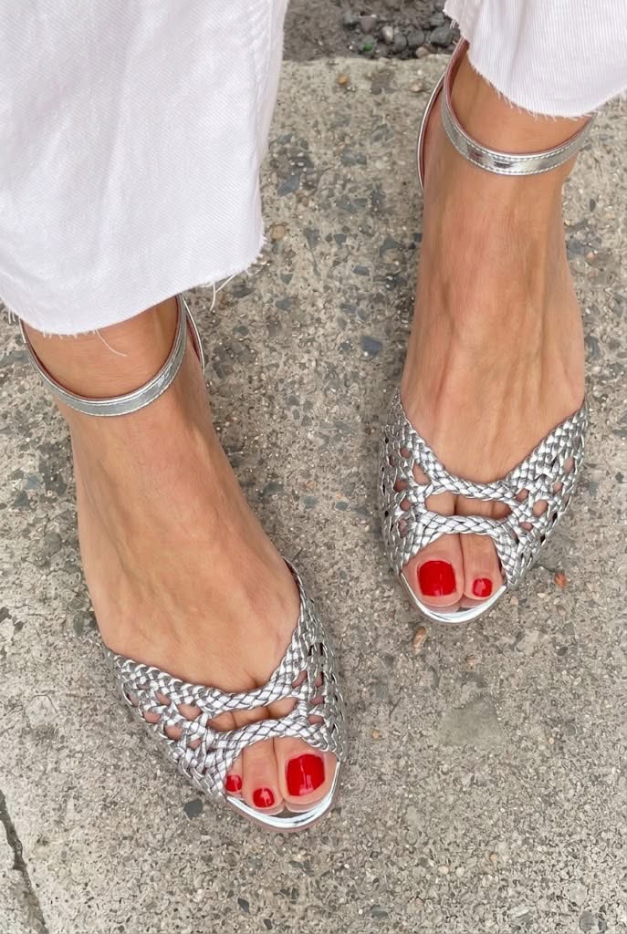 Woven Metallic Sandals