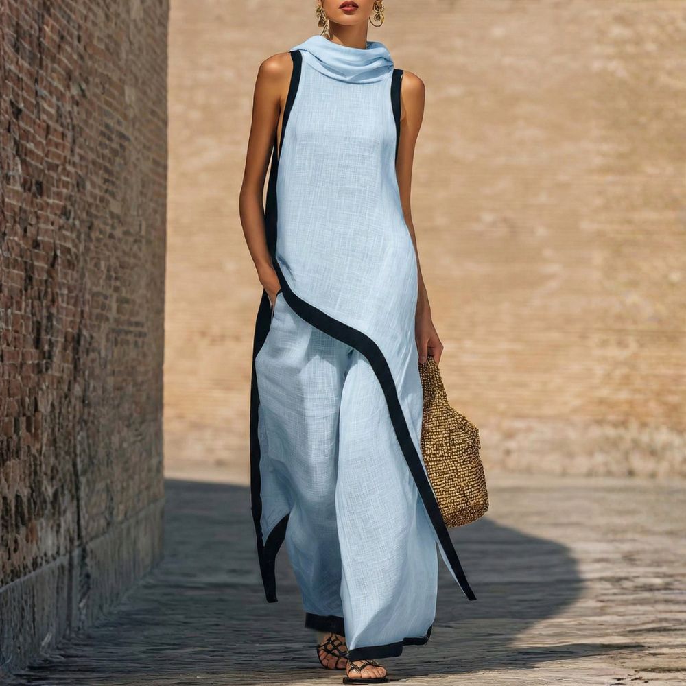 Valentine | Asymmetric Linen Wide-Leg Set