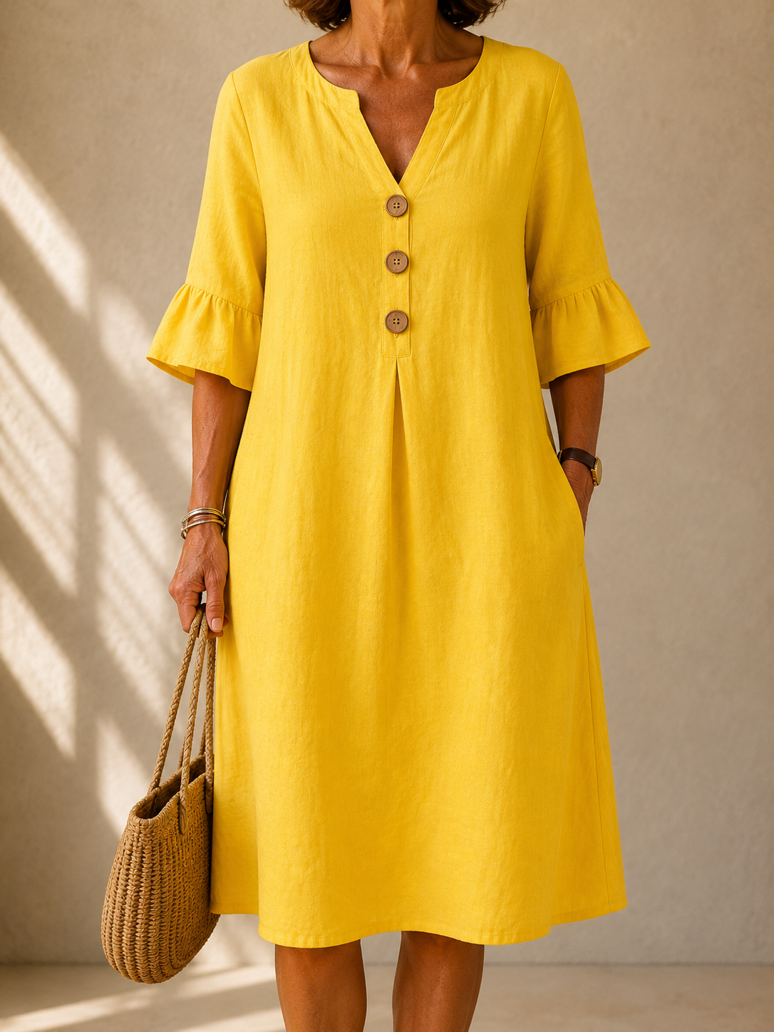 Poppy Buttoned Relaxed Dress