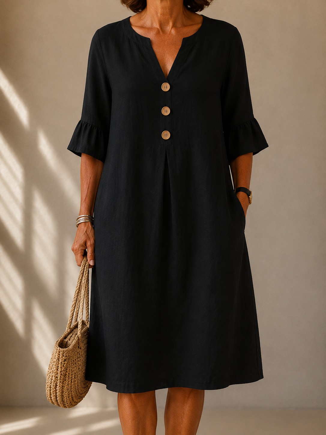 Grace Buttoned Flowing Dress
