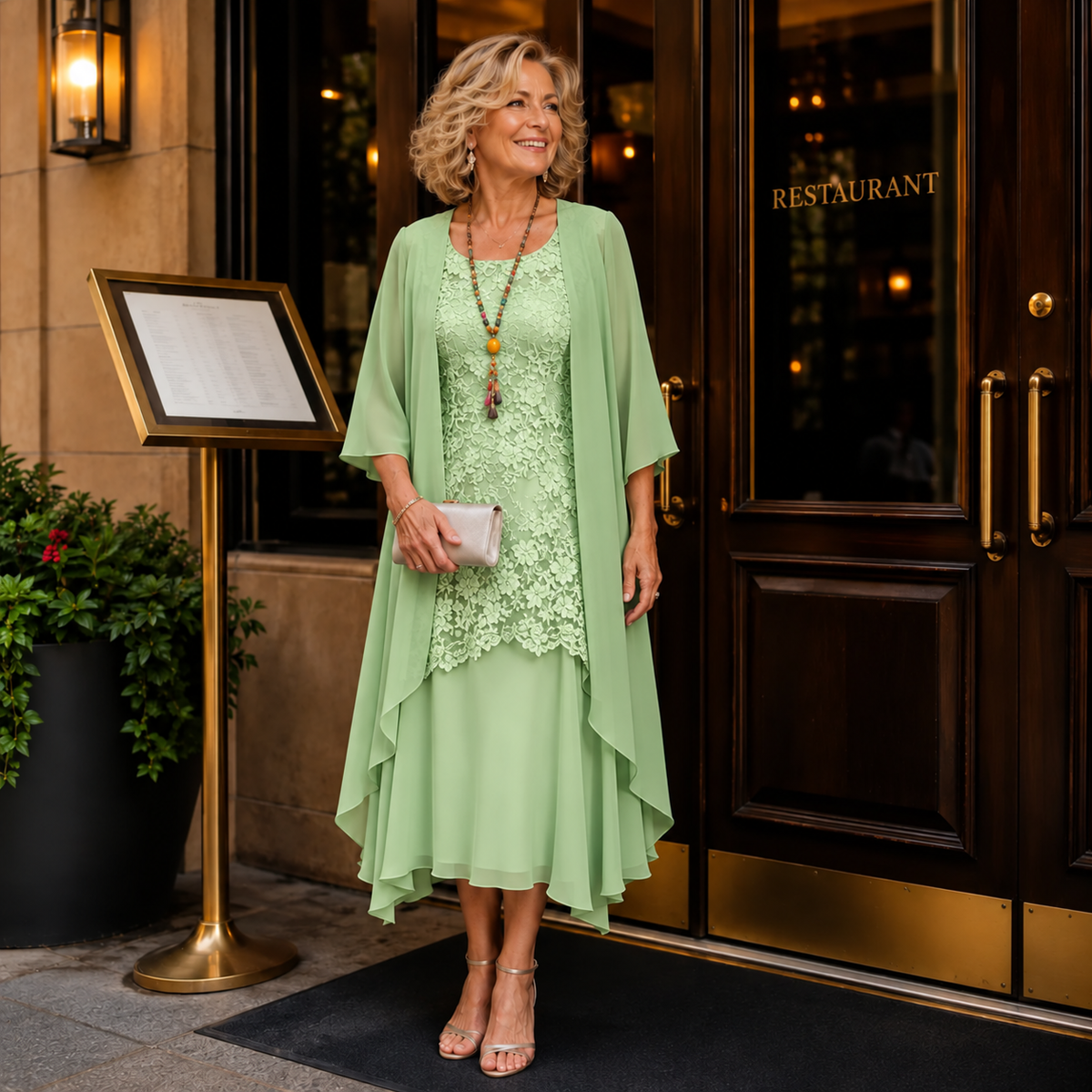 Penelope | Lace Cape Midi Dress