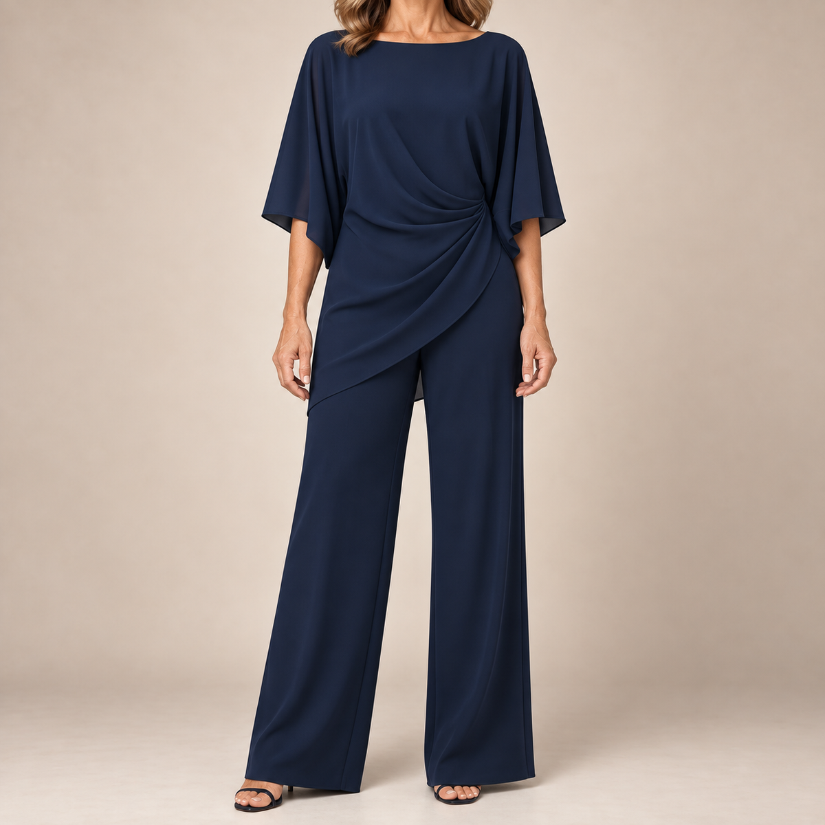 Grace | Cape-Sleeve Draped Waist Two-Piece