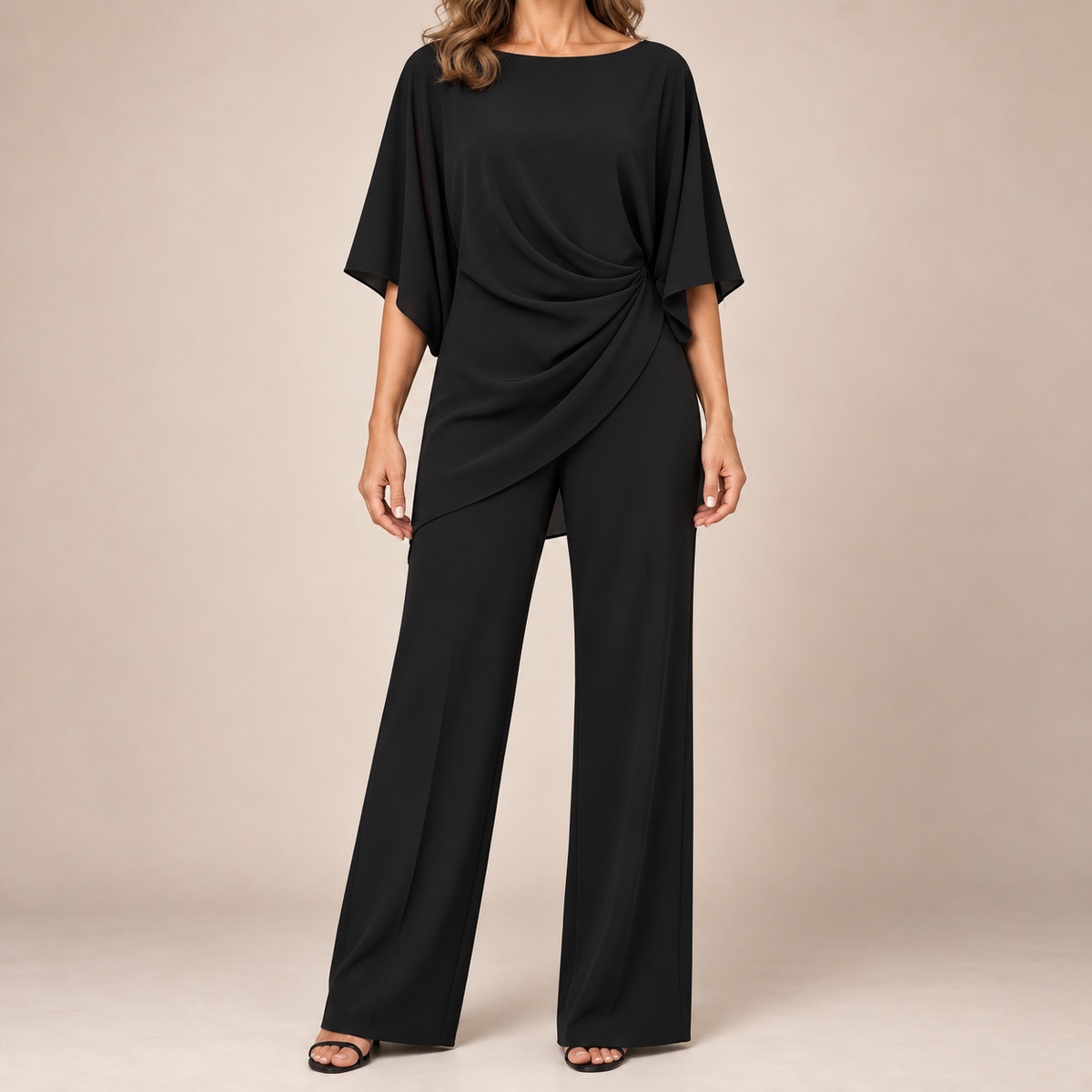 Grace | Cape-Sleeve Draped Waist Two-Piece