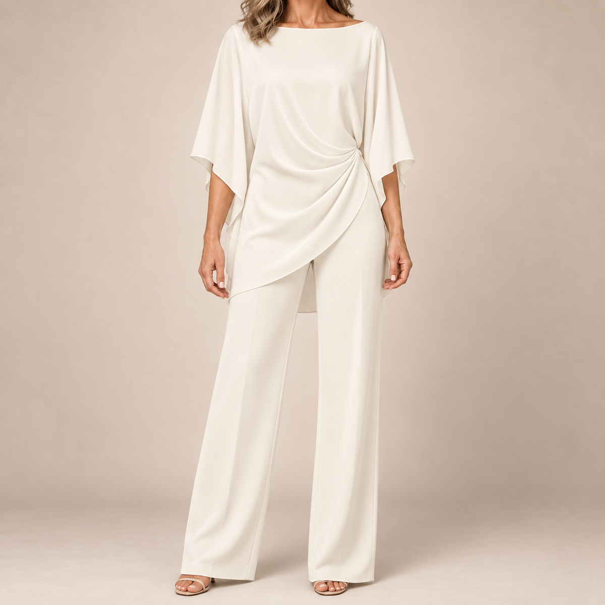Grace | Cape-Sleeve Draped Waist Two-Piece