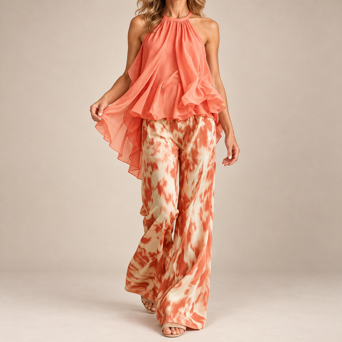 Eliza | Elegant Lightweight Set with Flowing Top and Wide-Leg Pants
